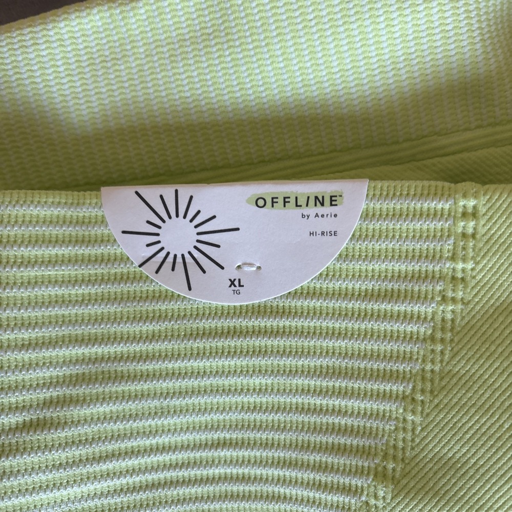 NWT OFFLINE Aerie NEON GREEN High Waisted 7/8 Leggings‎ Athleisure Size XL - Picture 5 of 8